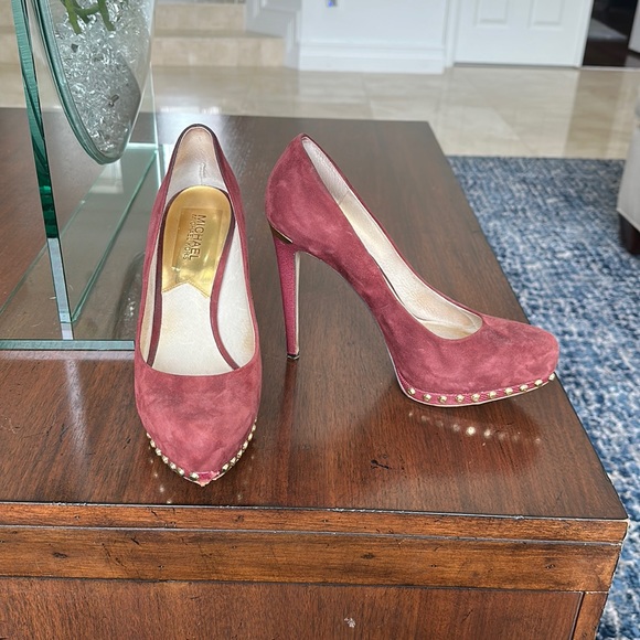 MICHAEL Michael Kors Shoes - Michael Kors burgundy suede gold studded pumps